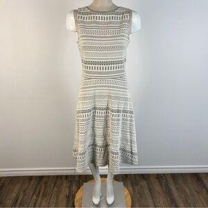 ❤️ Banana Republic Black and Cream Geometric Midi Dress 6